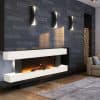 White Mantel H-Type Heating Fireplace Electric Wall Mounted Fire Place LED Flame