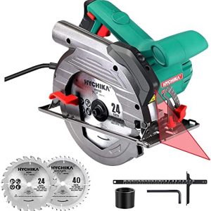 HYCHIKA Circular Saw 1500W Electric Saw with Speed 4700RPM | Laser Guide, 24T/40T Blades(190mm), Max Cutting Depth: 90°: 65mm/45°: 45mm