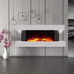 DKIEI Electric Fireplace Wall Mounted Fire with Remote Control Adjustable Thermostat and LED Flame Effect, 7 Day 24hr Timer 220/240V 1000/2000W,…