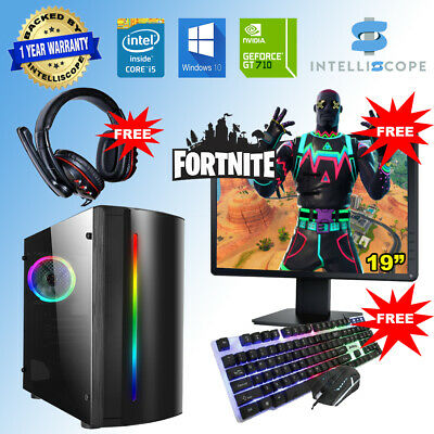 Fast Gaming PC Computer Bundle Intel Quad Core i5 16GB 1TB Windows 10 2GB GT710
