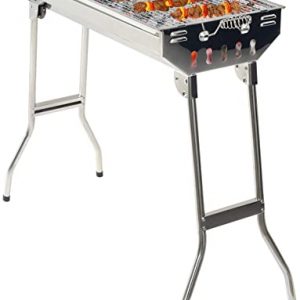 Shark Grill GRANDMA BBQ | Stainless Steel Barbecue Grill with Stand | Foldable and portable outdoor charcoal BBQ | Suitable for 5-10 People