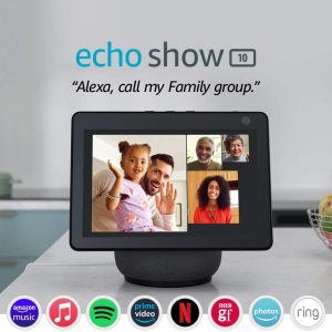 All-new Echo Show 10 (3rd generation) | HD smart display with motion and Alexa, Charcoal Fabric