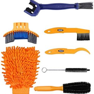 Bike Cleaning Tool Set 7 Pieces Bicycle Clean Brush Kit for Bike Chain/Tire/Sprocket Cycling Corner Stain Dirt Clean – Fit for Mountain Bike Road…