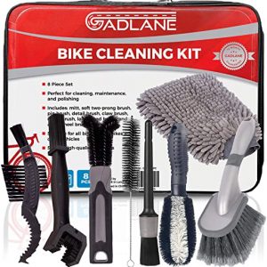 GADLANE 8 Piece Bike Cleaning Brushes Kit Mountain Road City Folding Bike Care Kit Includes Mitt Soft Two-prong/Pin, Detail Claw Chain Large Head…