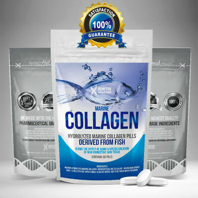 Hydrolyzed Fish COLLAGEN MARINE Tablets Skin Anti Ageing Tissue Joints 60 Pills