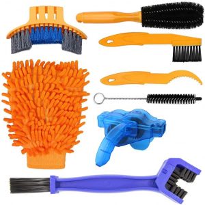 MMOBIEL Bike Cleaning Brush Set 8 Pieces Mountain Road City BMX Bicycle Kit incl Chain Scrubber for Chain Wheel Tire
