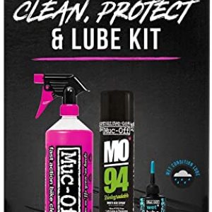 Muc-Off Clean, Protect & Lube Kit – Essentials To Clean, Protect And Lube Your Bicycle – Includes Muc-Off Bike Cleaner, MO-94 And Bio Wet Chain Lube