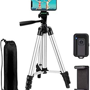 Phone Tripod EVERESTA 42 Inch 360 flexible Smartphone Tripod, Phone Tripod and Clicker, Phone tripod stand with Phone Holder Mount and Bluetooth…