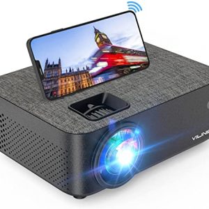 Vili Nice 6000 Lux WiFi Projector, Bluetooth Mini Projector with Synchronize Smartphone Screen, Supports 1080P HD 240"Display, Compatible with Laptop, TV Stick, HDMI, VGA, USB, DVD, PS4