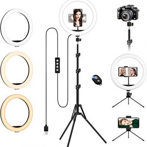 Ring Light with Tripod Stand & Phone Holder Tall, 12.6 inch Selfie Ring Lights for Makeup, Live Streaming, Tiktok, YouTube Video, Dimmable LED…
