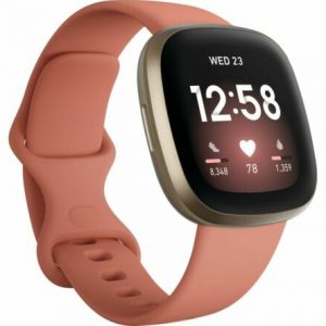FITBIT Versa 3 Smart Watch Water Resistant GPS Pink Clay & Soft Gold – Currys