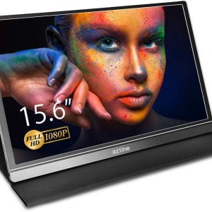 Aztine15.6 Portable Monitor works both landscape & portrait modes. 1920×1080P IPS Screen. Multiple Devices Connection. Slim & Portable.