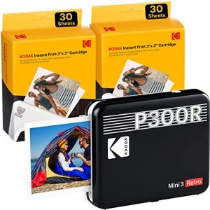 Kodak P300R Mini 3 Portable Photo Printer, Instant Bluetooth Printer Iphone And Android Compatible, 4pass Technology, 3×3″ Inch Size Photo, 68…
