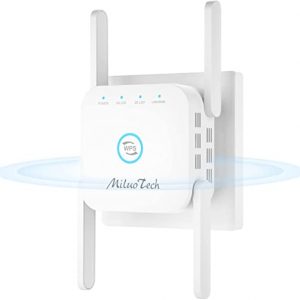 WiFi Booster UK. MiluoTech WiFi Booster Range Extender, 1200Mbps Extend Dual Band WiFi 5 & 2.4GHz, Covers 5000sq.ft