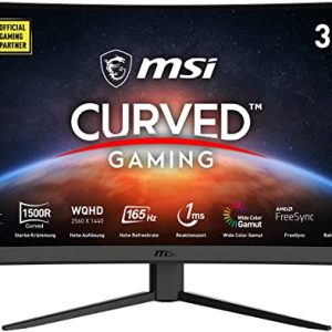 MSI Optix G32CQ4 32 Inch Cirved Gaming Monitor, 16:9 WQHD (2560 x 1440), 2K, VA, 165 Hz, 1ms, 1500R, FreeSync Premium, DisplayPort, HDMI,…