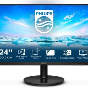 Philips 241V8LA- 24 Inch FHD Monitor, 75Hz, 4ms, VA, Speakers LowBlue, Flickerfree (1920 x 1080, 250 cd/m², HDMI/VGA)