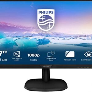 Philips 273V7QDAB – 27 Inch FHD Monitor, 75Hz, 4ms, IPS, Speakers, Smart Image, Narrow Border, LowBlue Mode (1920 x 1080, 250 cd/m², HDMI/VGA/DVI)
