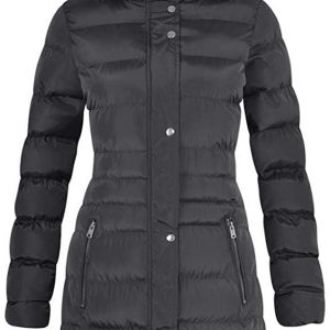 Spindle Womens Long Fur Trimmed Hooded Padded Puffer Parka Ladies Winter Jacket Coat