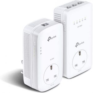 TP-Link AV1300 Gigabit Passthrough Powerline ac Wi-Fi Kit, up to 1200 Mbps WiFi speed, Wi-Fi Extender, Extra Power Socket, Works with OneMesh, No…
