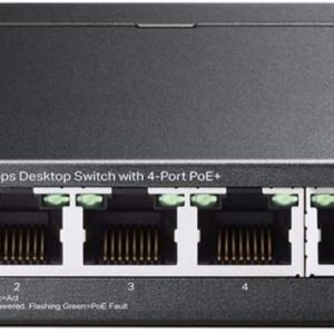 TP-Link PoE Switch 5-Port 100 Mbps, 4 PoE+ ports up to 30 W for each PoE port and 67 W for all PoE ports, Metal Casing, Plug and Play, Ideal for IP…