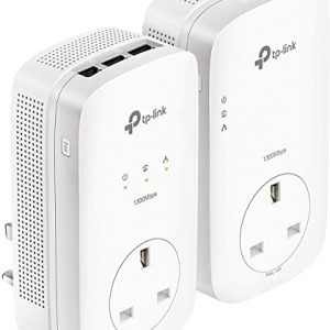 TP-Link TL-PA8033PKIT AV1300 3-Port Gigabit Passthrough 2×2 MIMO Powerline Adapter Starter Kit, No Configuration Required, UK Plug
