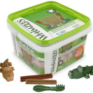 Whimzees Natural Dental Dog Chew Long lasting, Variety Box Mixed Shapes, Small, 56 Pieces