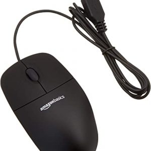 Amazon Basics 3-Button USB Optical Mouse Black