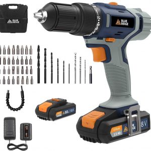 BLUE RIDGE Cordless Hammer Drill 20V Max with 2 x 1.5 Ah Li-ion Battery BR2808K2, 42N.m Combi Drill with 1hr Fast Charger, 13mm Keyless Chuck,…