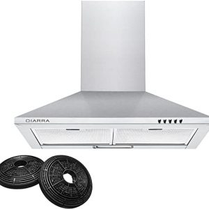 CIARRA CBCS6201 Cooker Hoods 60cm Class A with Carbon Filters 370m³/h Stainless Steel Chimney Range Hood 600mm Recirculating Duct Kitchen…
