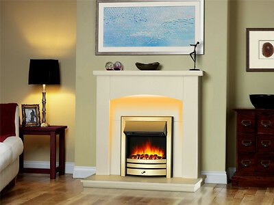 Endeavour Fires New Cayton Electric Fireplace Suite, Brass Trim and Fret