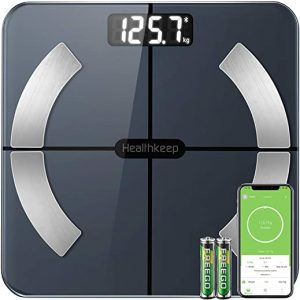 HEALTHKEEP Scales for Body Weight, Bathroom Weighing Scale for Body Weight Stones and Pounds, with BMI Scales Muscle Weighing Composition Analyzer…