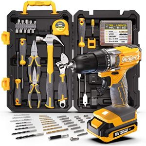 Hi-Spec 80 Piece 18V Drill Driver & Home Garage Tool Kit Set. Complete DIY Repair Hand Tools with a Cordless Electric Power Drill & Screwdriver….