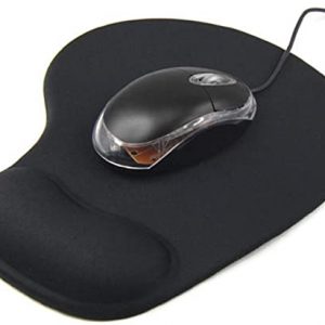 New Horrizon – Mouse Mat BLACK ANTI-SLIP COMFORT MOUSE PAD MAT WITH GEL FOAM REST WRIST SUPPORT FOR PC LAPTOP – Compatible with Laser and Optical Mice