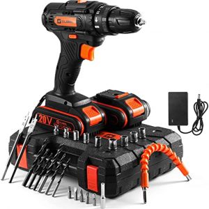 OUBEL Cordless Drill Driver 20v, Cordless Screwdriver with 2 X 2000 mAh Lithium Battery, 42N.m, 2 Speed Screwdriver Drill with 25 Pcs Accessories