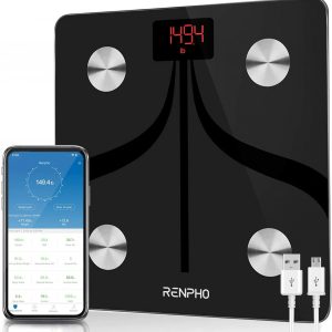 RENPHO Smart Body Fat Scales USB Rechargeable, Bluetooth Bathroom Scales High Precision Weighing Scale with Smartphone App, Body Composition…