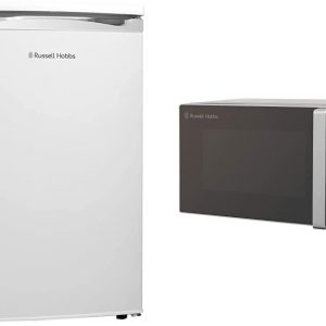 Russell Hobbs RHUCLF2W White Under Counter 50cm Wide Freestanding Larder Fridge, Free 2 Year Guarantee & RHM2076S Compact Microwave, 800 W, 20…