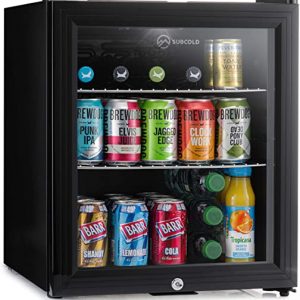 Subcold Super50 LED – Mini Fridge Black | 50L Beer, Wine & Drinks Fridge | LED Light + Lock & Key | Energy Efficient (Black)