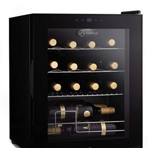 Subcold Viva16 LED – Table-Top Wine Fridge Black | 3-18°C | Wine Cooler | LED + Lock & Key | Glass Door Drinks Cellar | Single-Zone (16 Bottle)