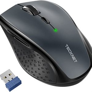 TECKNET M002 2.4G Classic Wireless Mouse – 4800 DPI -6 Adjustment Levels – Nano USB wireless receiver – Grey