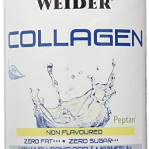 Weider Collagen with Hyaluronic Acid, Magnesium & Vitamin C. Contains collagen peptides with high bioavailability. Contributes to bone health