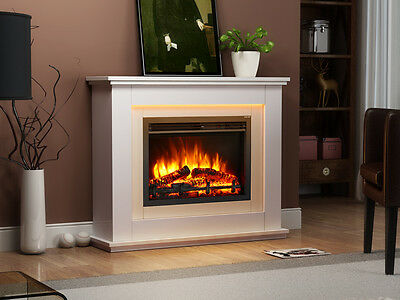 Endeavour Fires Castleton Electric Fireplace in an Off White MDF fire suite