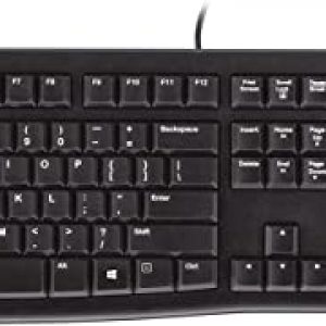 Logitech MK120 Wired Keyboard and Mouse for Windows, Optical Wired Mouse, USB Plug-and-Play, Full-Size, PC/Laptop, UK Layout – Black