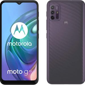 Moto G10 (6.5″ Max Vision HD+, Qualcomm Snapdragon, 48MP quad camera system, 5000 mAH battery, Dual SIM, 4/64GB, Android 11), Aurora Grey