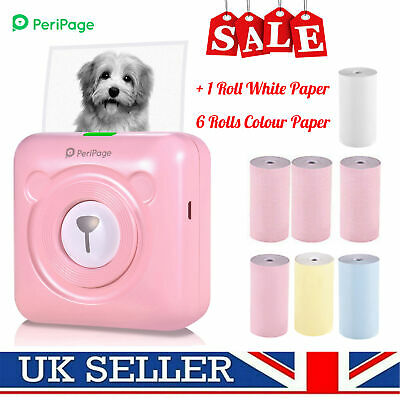 PeriPage Mini Pocket BT Thermal Printer Photo Label Printing With 7 Rolls Paper