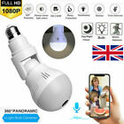 360° 1080P HD Wifi IP Hidden Camera Panoramic Home Security Cam Light LED Bulb