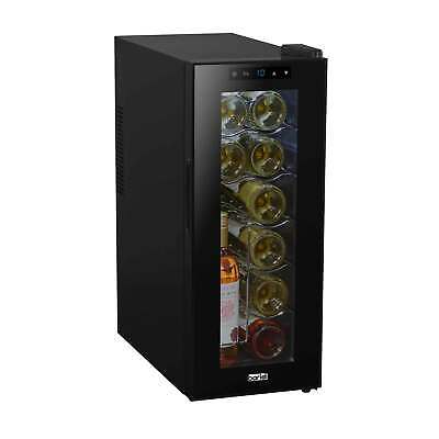 Baridi Black 12 Bottle Wine Fridge Cooler, Super Quiet 25dB, Touch Control, LED