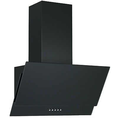 Cookology CHA600BK 60cm Black Angled Extractor Fan, Designer Chimney Cooker Hood