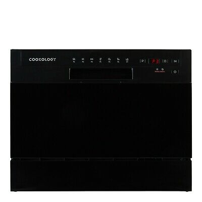 Cookology CTTD6BK Black Mini Counter Top Dishwasher, 6 place settings
