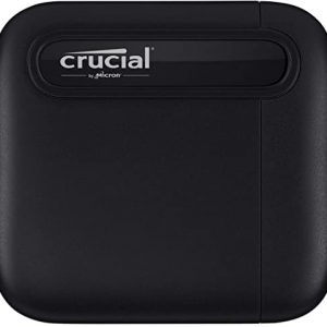 Crucial CT1000X6SSD9 X6 1 TB Portable SSD – Up to 540 MB/s – USB 3.2 – External Solid State Drive, USB-C, Black