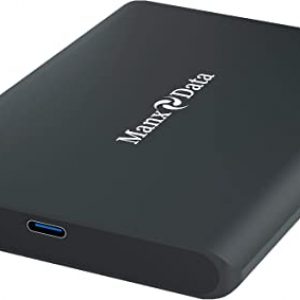 ManxData 512GB Black USB 3.1 Gen 2 (10 Gbps, Type-C) External Solid State Drive (Portable SSD) for use with Windows PC, Mac, Smart tv, XBOX ONE & PS4